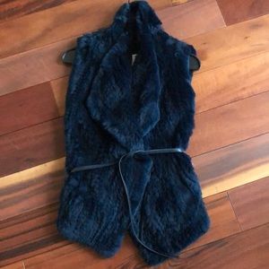 Brand New w/Tags! Vince Fur Vest with Leather belt